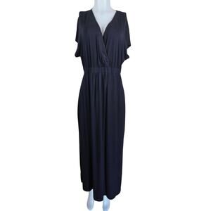 J,Jill Black V-Neck Business Work Casual Closet Staple Women's Maxi Dress L Tall